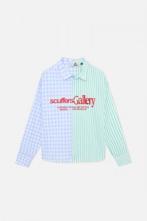 Scuffers Atelier Copenhagen Shirts Green / Blue | US ME328632K9