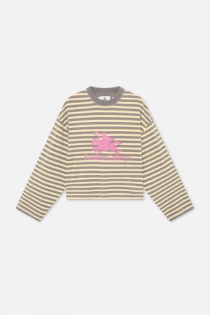 Scuffers Emblem Striped Long Sleeve Yellow | US BP309160C8