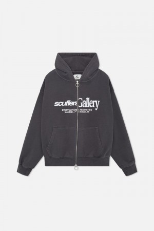 Scuffers Gallery Zipped Hoodie Black | US LI381688G8