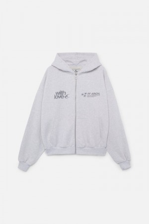 Scuffers Outline Zipped Hoodie Grey | US MF590989B8