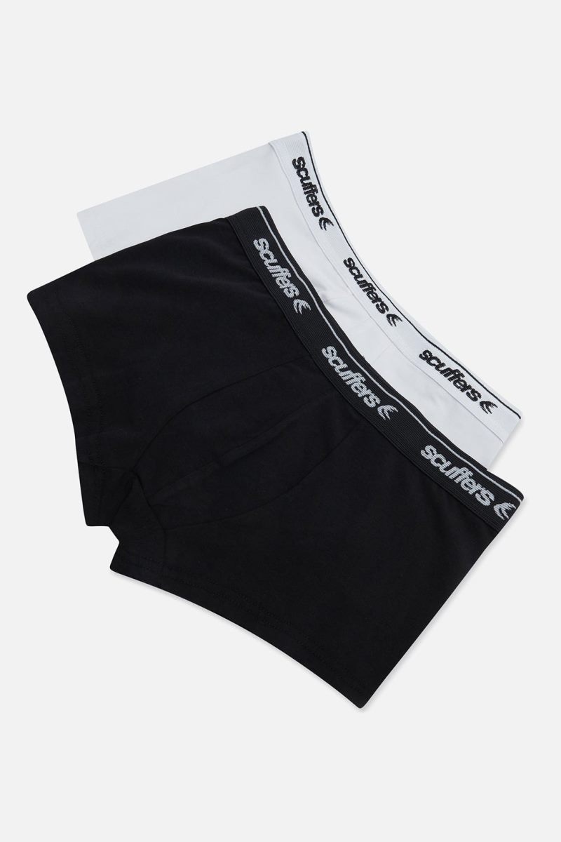 Scuffers B&W Classic Boxer Briefs Underwear White / Black | US QD715381I3