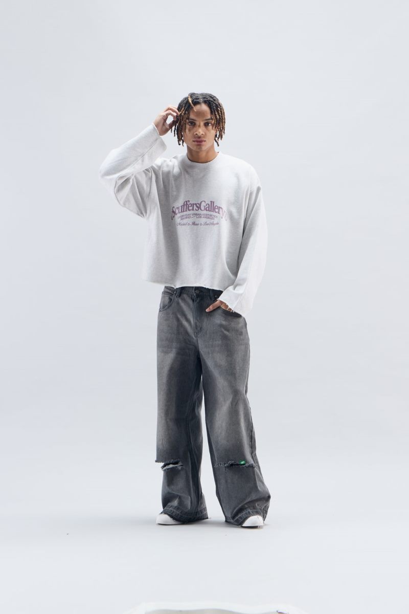 Scuffers Gallery Sweatshirt Grey | US EX775647A6