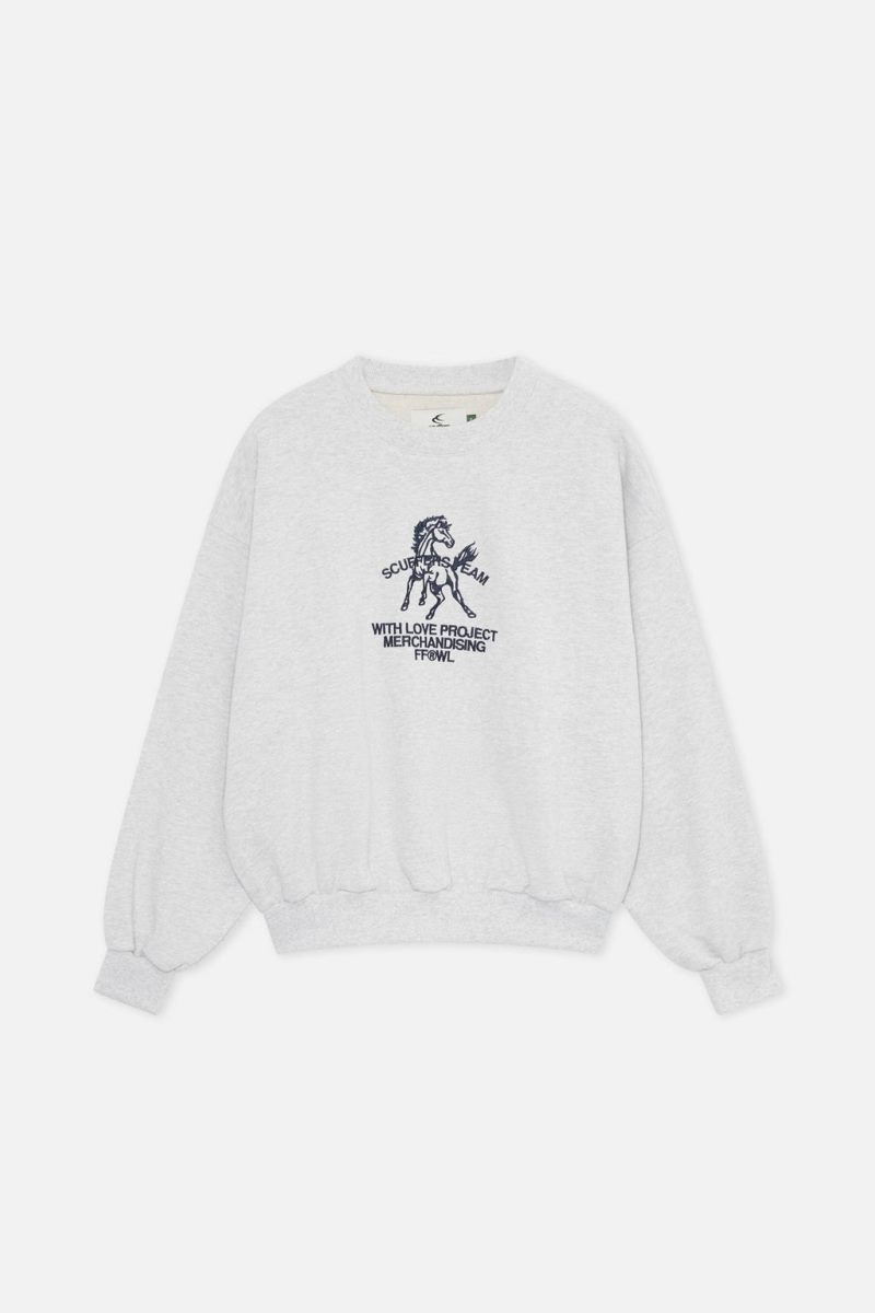 Scuffers Horse Crewneck Light Grey | US AE043174T9