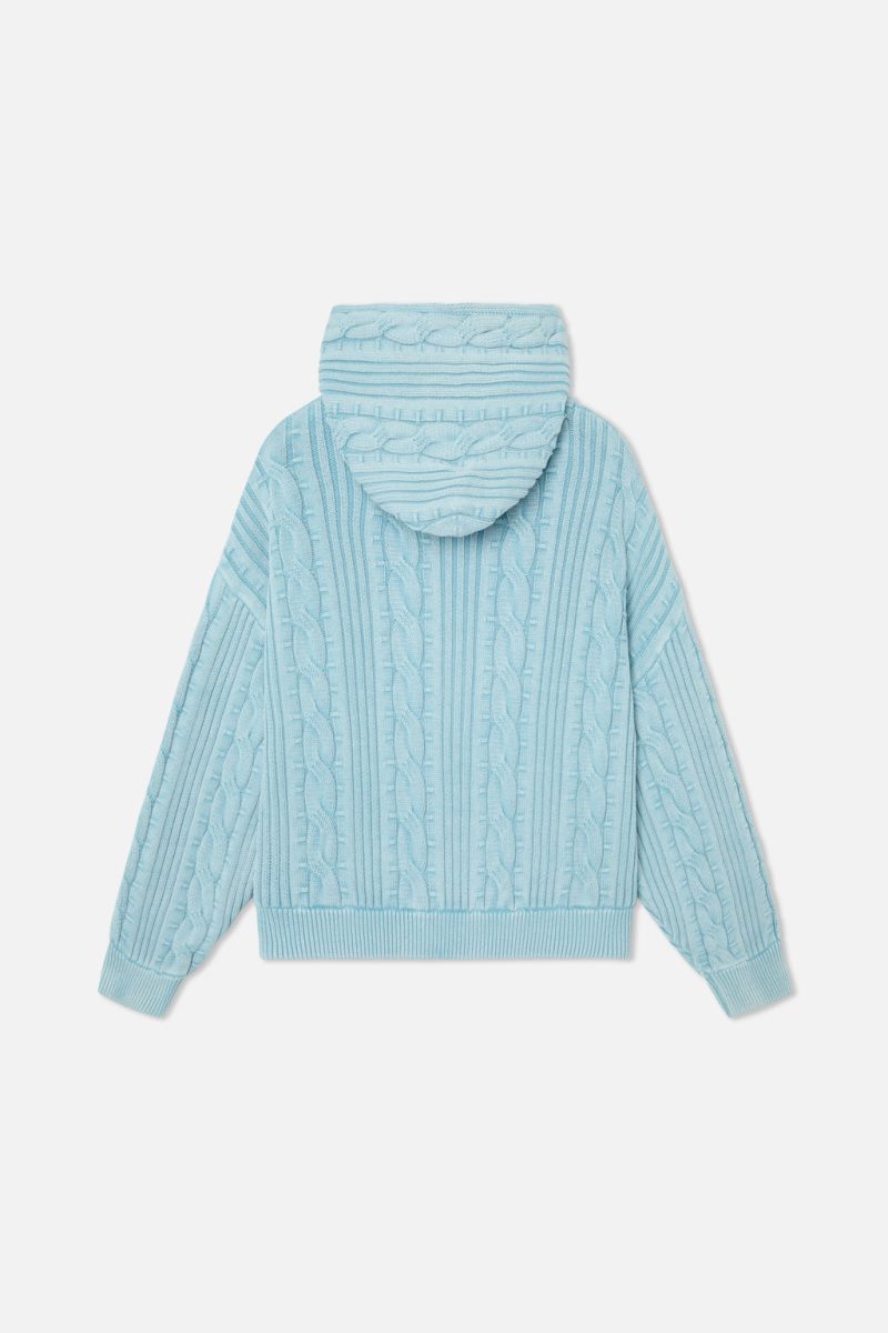 Scuffers Latte Zipper Knit Sweater Light Blue | US HB947954C3