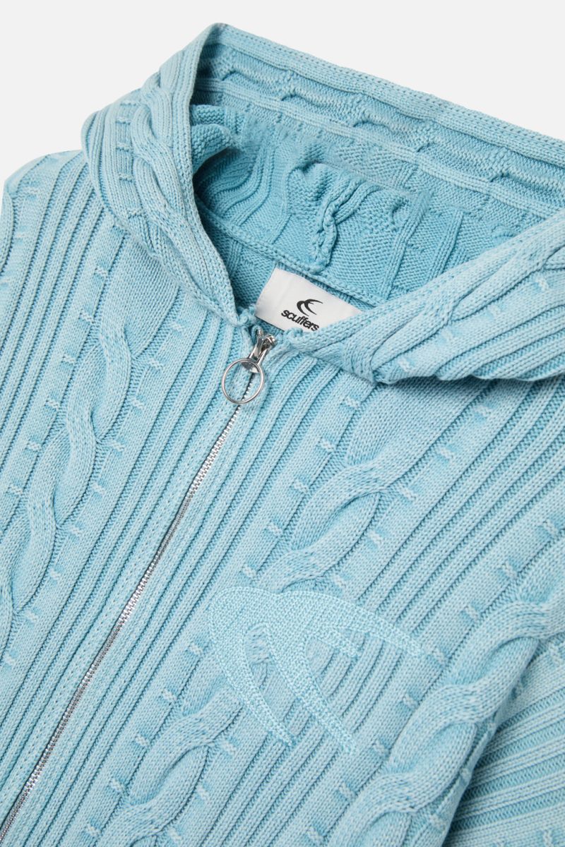 Scuffers Latte Zipper Knit Sweater Light Blue | US HB947954C3