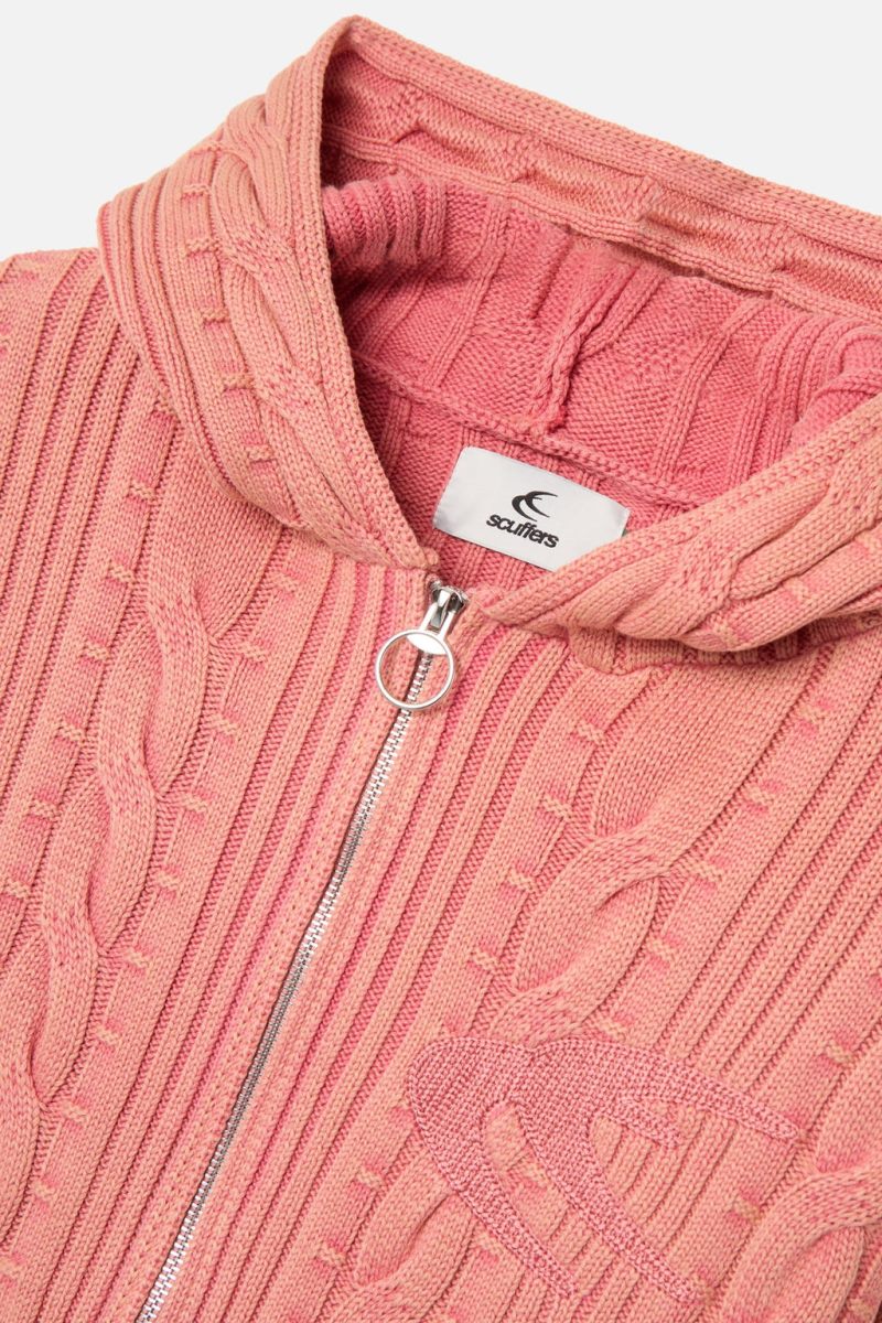 Scuffers Latte Zipper Knit Sweater Pink | US DL649704P6