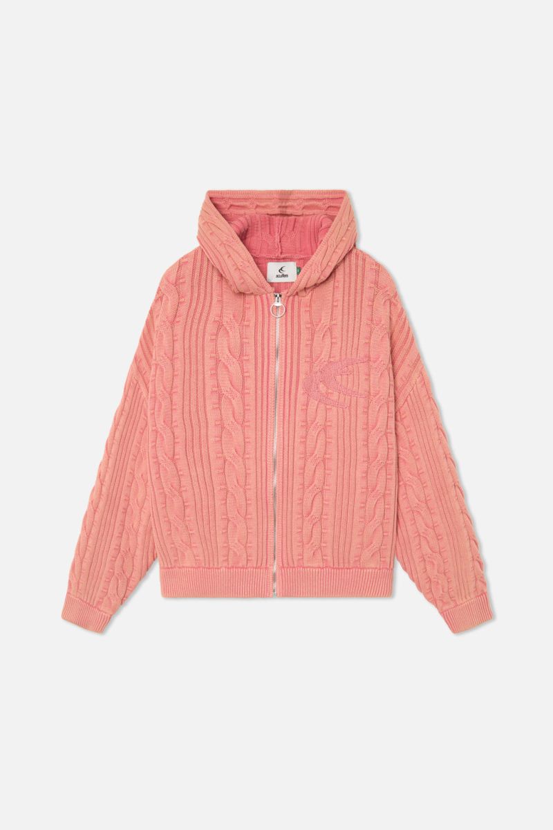 Scuffers Latte Zipper Knit Sweater Pink | US DL649704P6