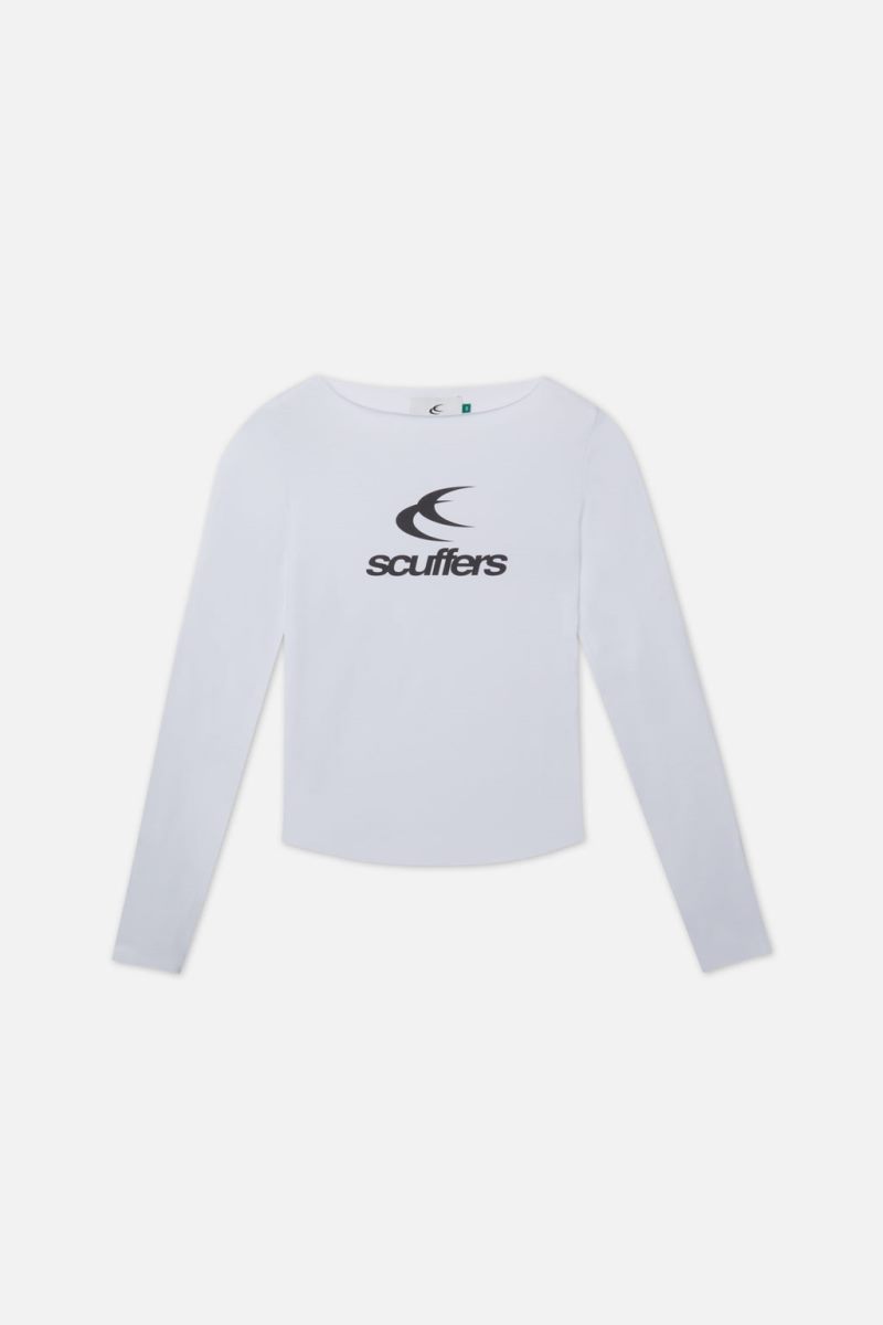 Scuffers Logo Long Sleeve White | US VZ261906Z6