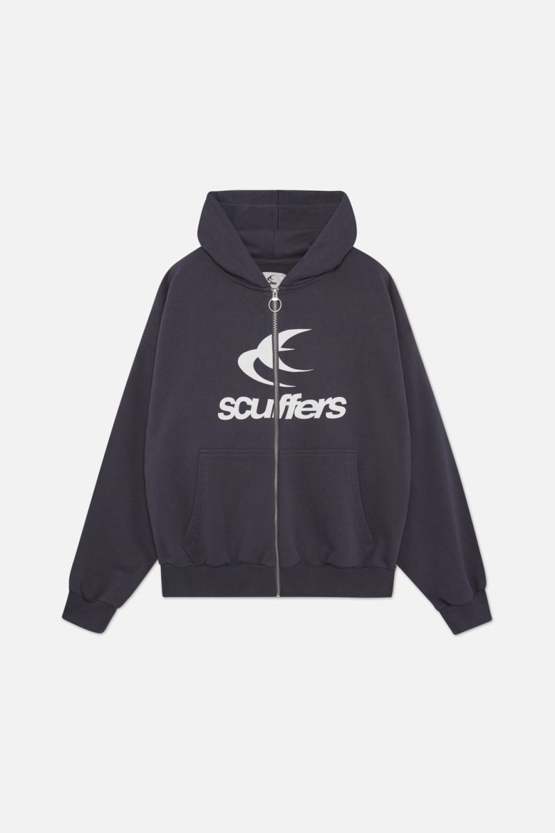 Scuffers Logo Zipped Hoodie Navy | US CX127672I1