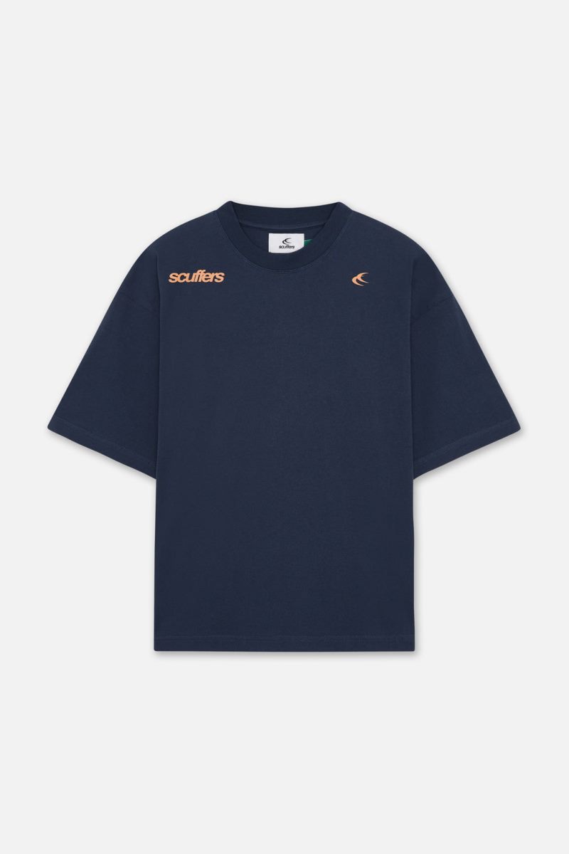 Scuffers Motor Studios T-Shirt Navy Blue | US LO026732I4