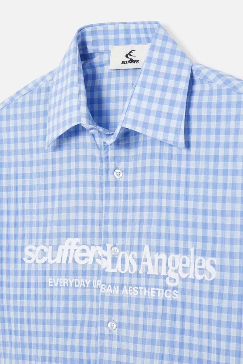 Scuffers Not LA Yet Checkered Shirts Blue | US FJ966046D9