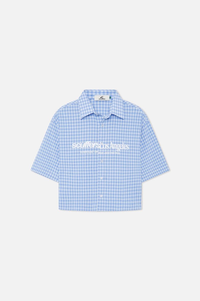 Scuffers Not LA Yet Checkered Shirts Blue | US FJ966046D9