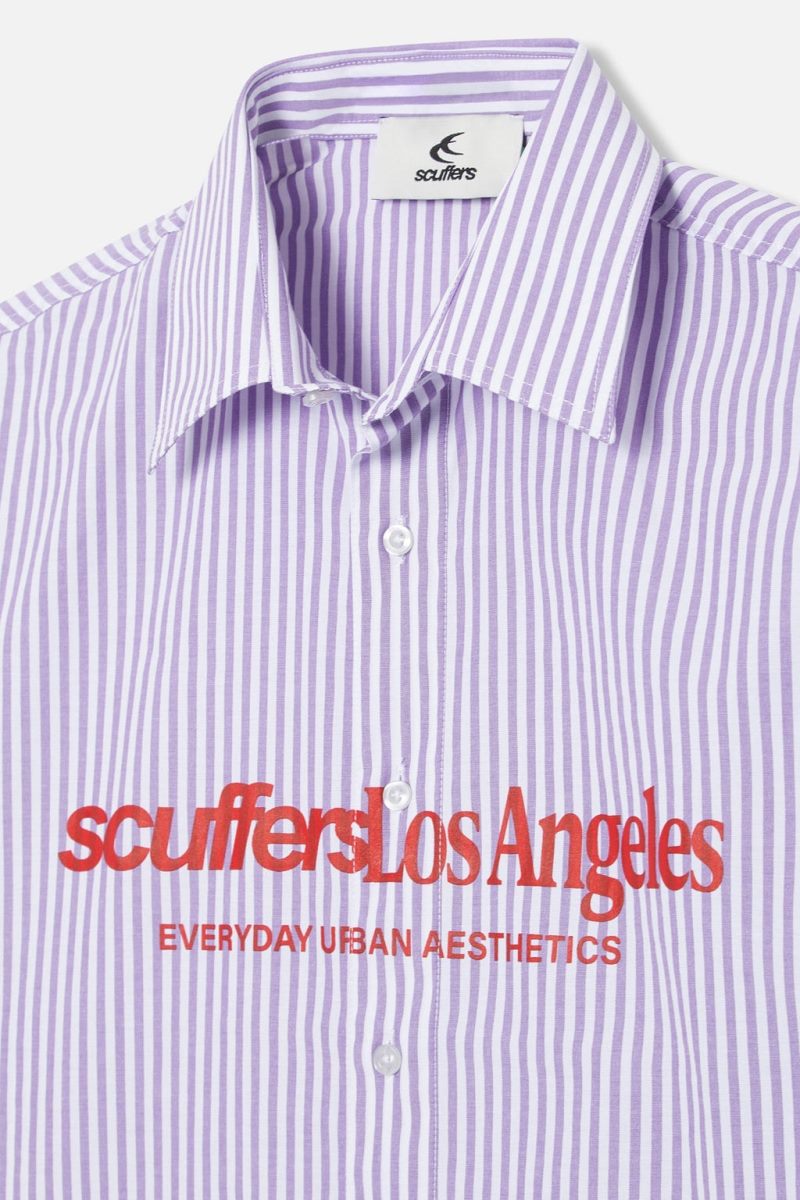 Scuffers Not LA Yet Striped Shirts Purple | US CN834443X4