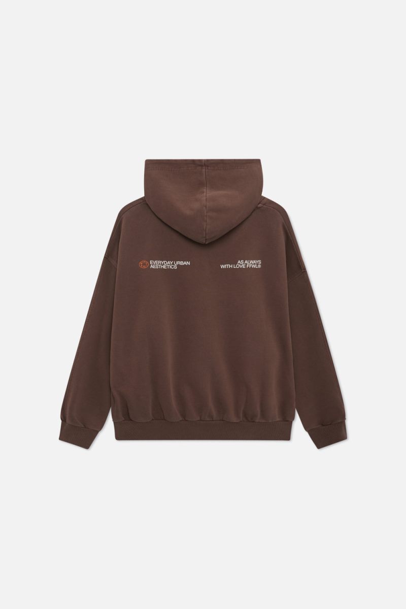 Scuffers Outline Zipped Hoodie Chocolate | US ZO021652V2