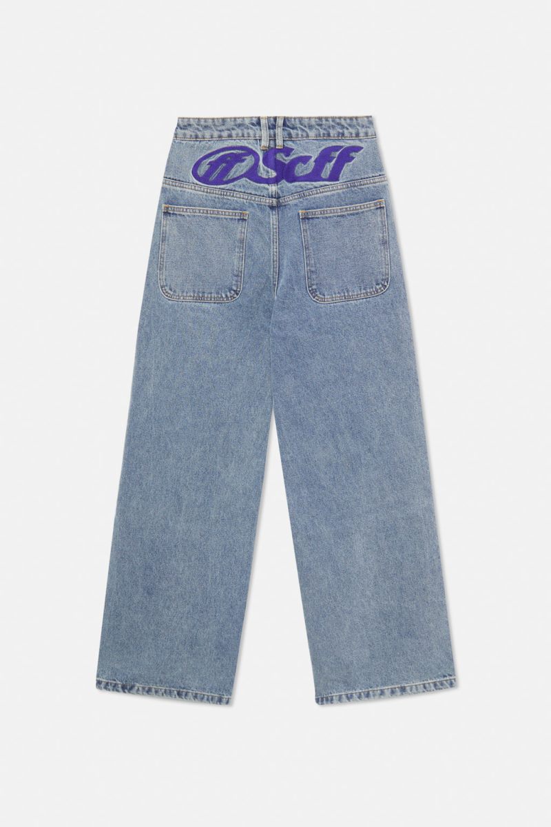 Scuffers Ripped Oversized Washed Jeans Blue | US BY870427W8