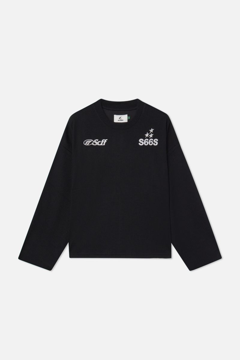 Scuffers S66S Ribbed Long Sleeve Black | US YK978207G4