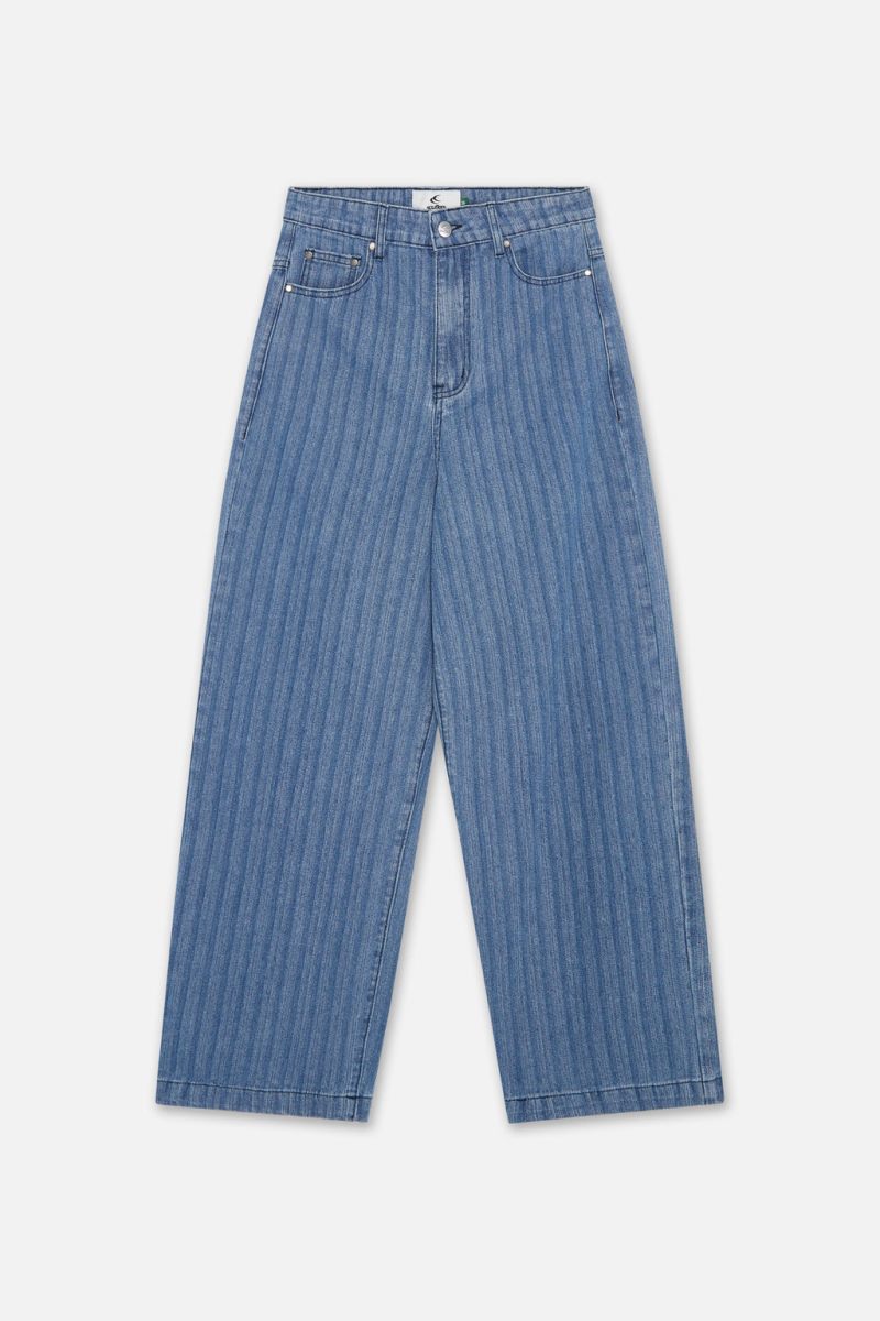 Scuffers Striped Denim Pants Blue | US SC840364D7